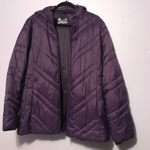 XERSION PURPLE PUFFER HOODED JACKET
